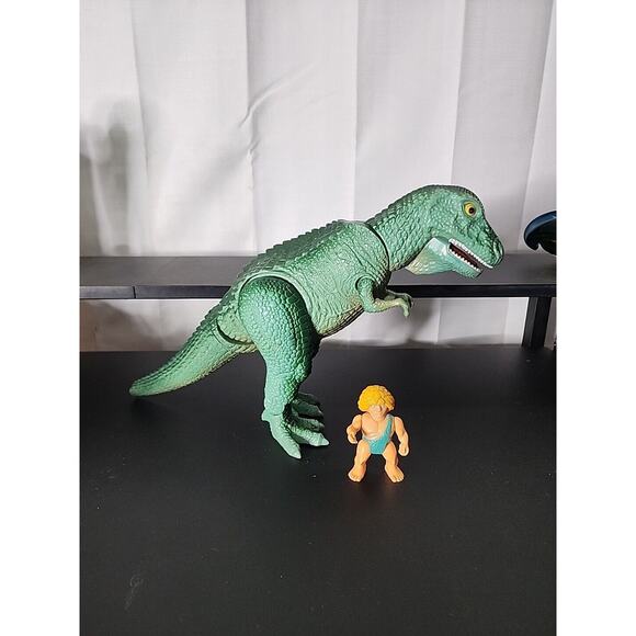 Vintage Definitely Dinosaurs 1987 Playskool T-Rex Figure And Caveman Zorg Blonde - Picture 1 of 9